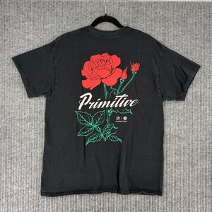Primitive Apparel skateboarding short sleeve t-shirt Large rose tattoo style alt
